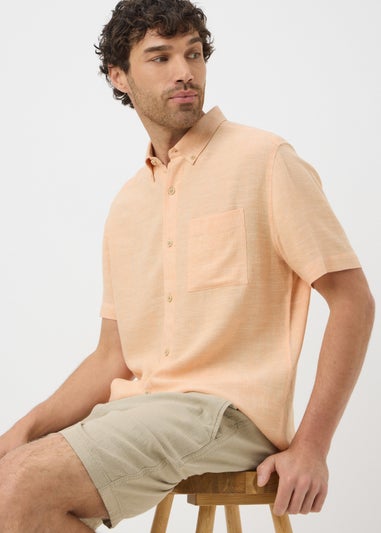 Peach Dyed Linen Blend Shirt