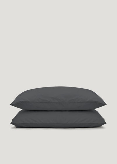2 Pack Charcoal Polycotton Housewife Pillowcases