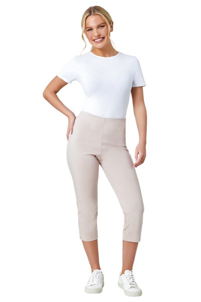 Roman Stone Petite Cropped Stretch Trousers