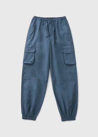 Boys Blue Poplin Cargo Trousers (7-15yrs)