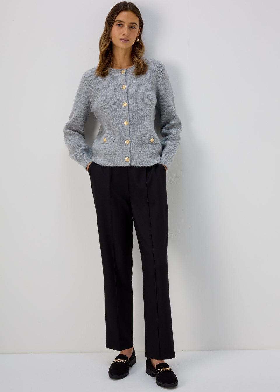 Et Vous Black Pleat Front Snaffle Trousers