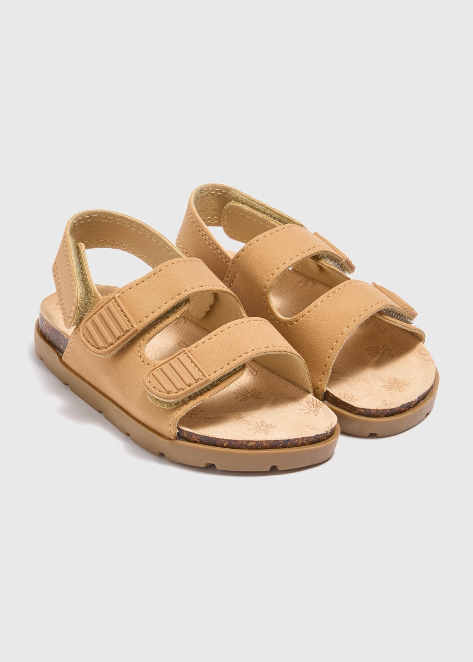 Boys Tan Faux Leather Footbed Sandals (Younger 4-12)