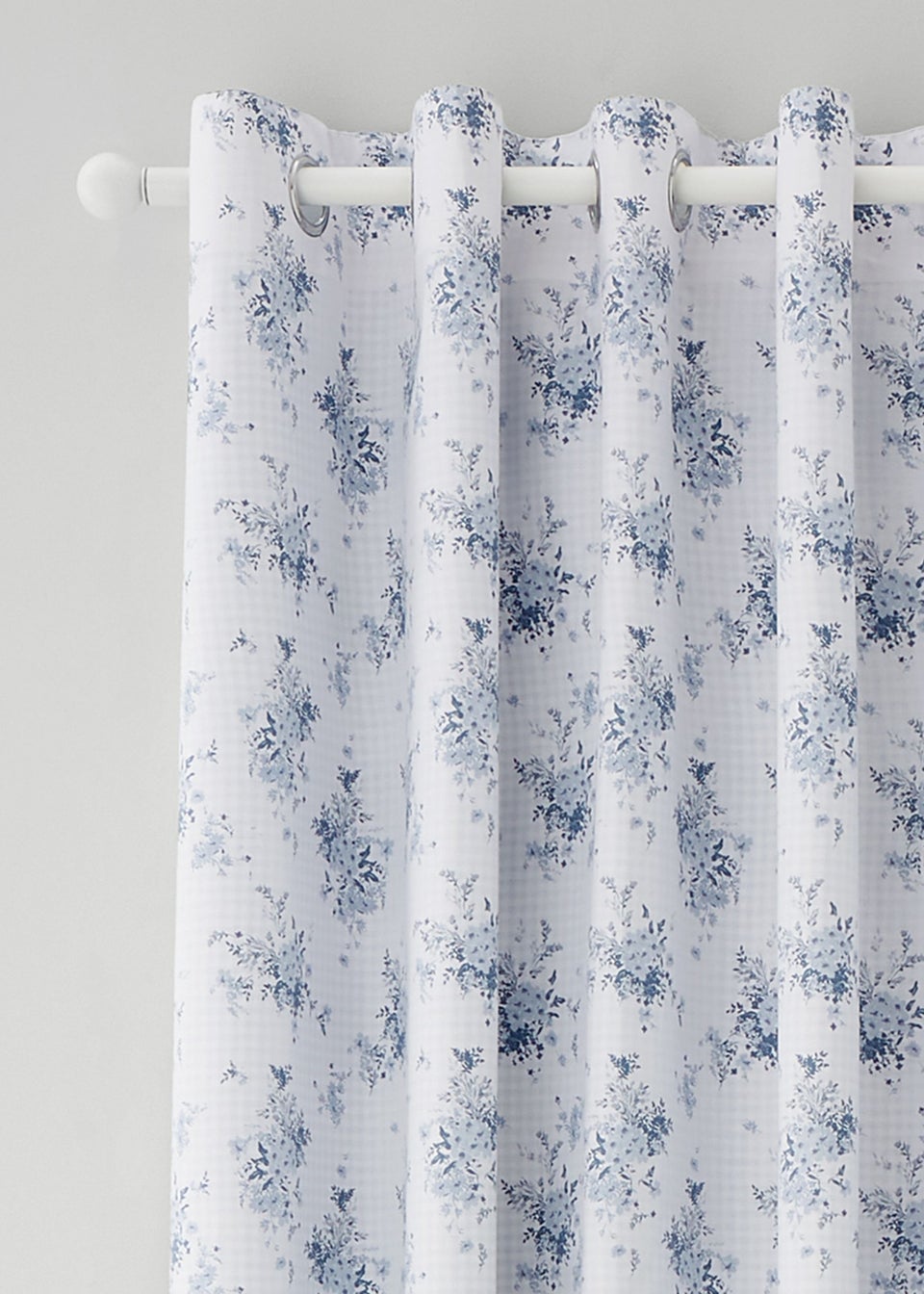 Catherine Lansfield Lucie Floral Frill Fully Reversible 66x90 Inch Eyelet Curtains Blue